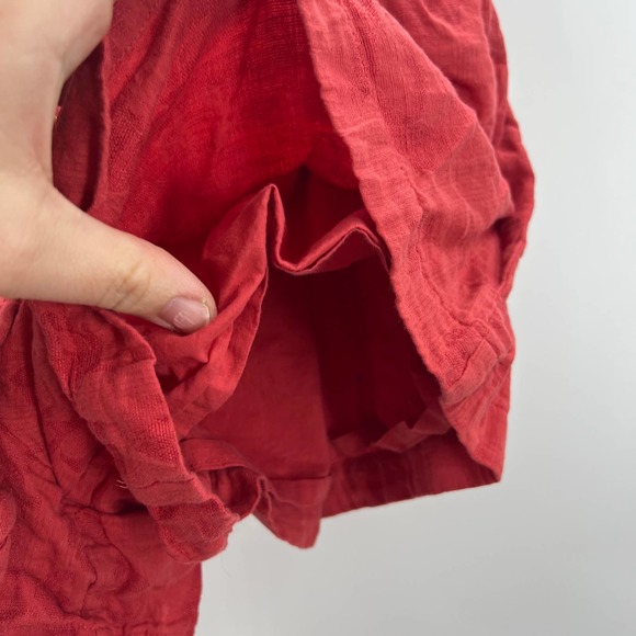 a love's a Red / Orange  Boho Lagen Look Shorts Linen Cotton Blend Women's 10 - Picture 6 of 8